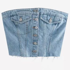Denim fashion jeans top corset